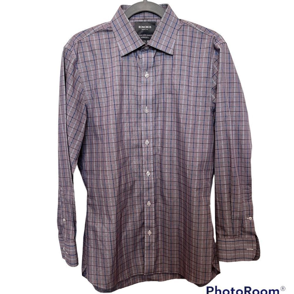 Bonobos Men’s Plaid Long Sleeve Button Down Shirt Size 15.5/33 - 100% Cotton
